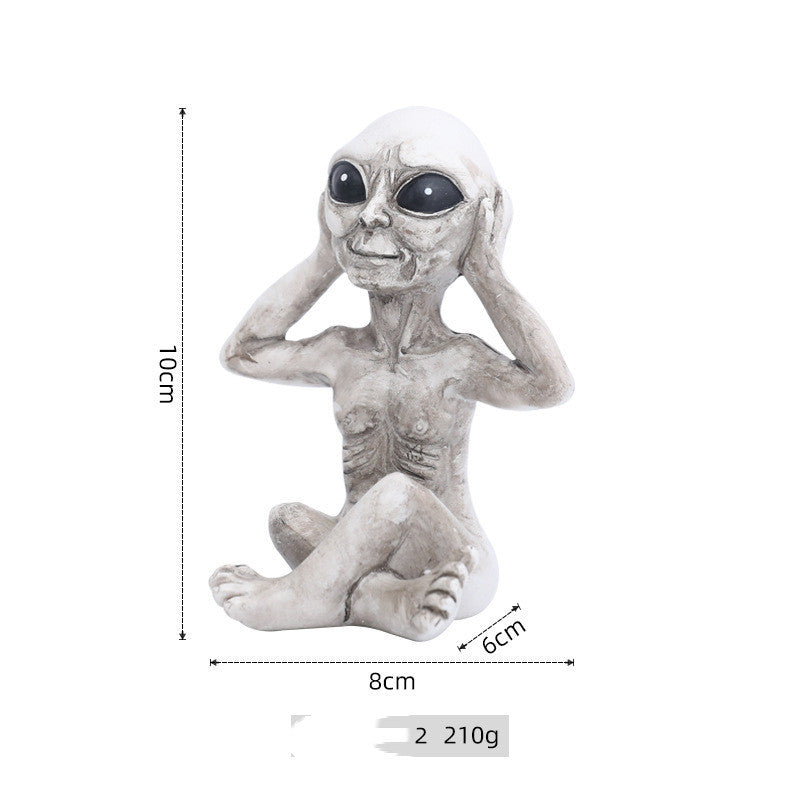 Alien Figurine - See No Evil, Hear No Evil, Speak No Evil