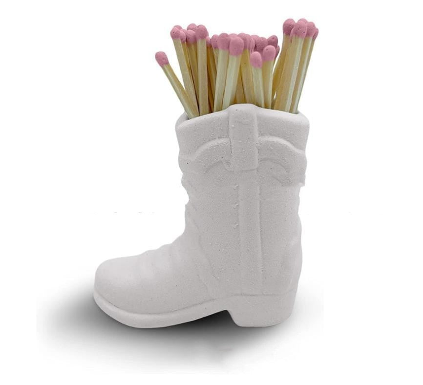 Ceramic Cowboy Boots Matchbox