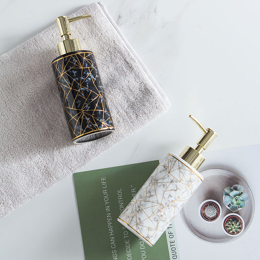 Marble Ceramic Lotion & Soap Dispenser – Elegant Bathroom Accessories Set