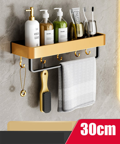 Wall-Mounted Towel Storage Rack – Space-Saving & Perforated Bathroom Organizer